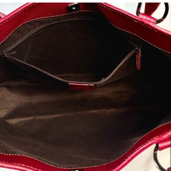 Gucci vintage Red and Brown Monogram Tote Bag - Picture 6 of 10